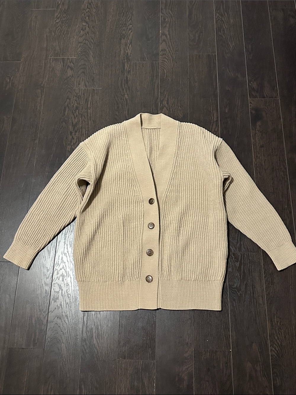 Lululemon Beige Ribbed Button-Front Women's Cardigan Sweater